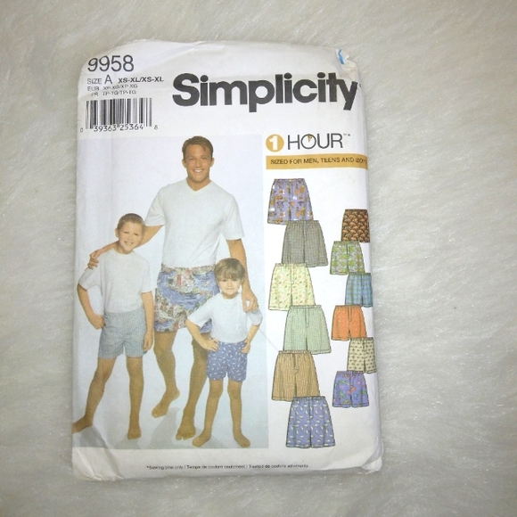 SIMPLICITY 9958 Boy's and men's boxer shorts, 1 hour Boy's xs-xl, men's xs-xl - Picture 1 of 6
